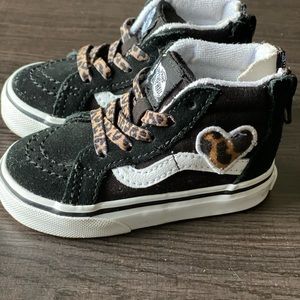 Toddler Black and Leopard Hightop Vans